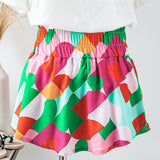 Abstract Print Smock Waist Activewear Skort Shorts