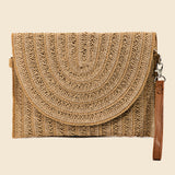 Straw Envelope Clutch Crossbody Bag