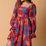 Fall Printed Long Sleeve Maxi Dress