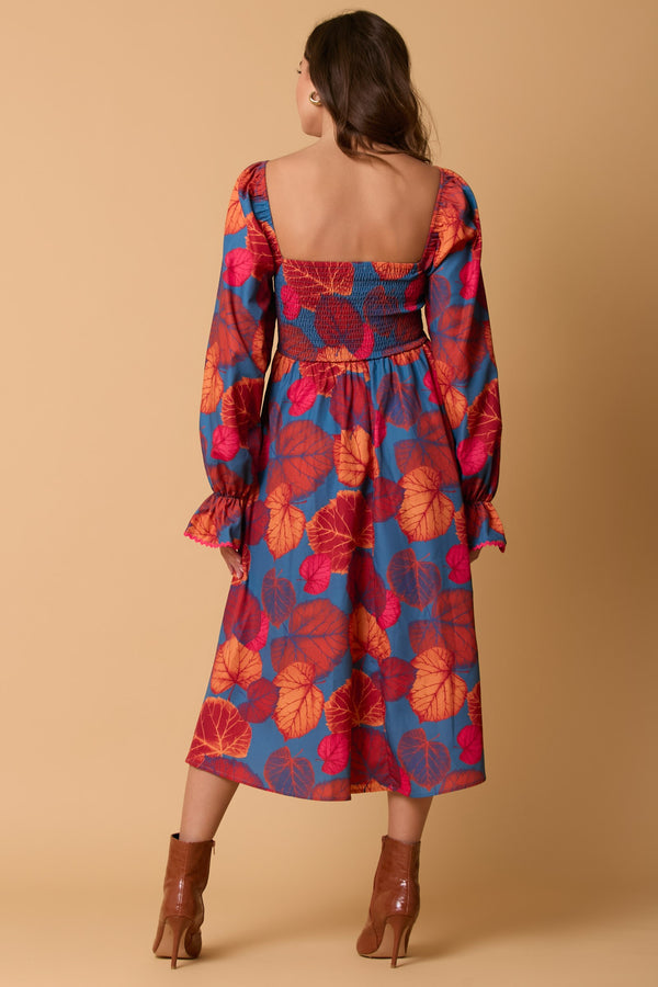 Fall Printed Long Sleeve Maxi Dress