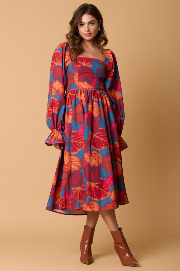 Fall Printed Long Sleeve Maxi Dress