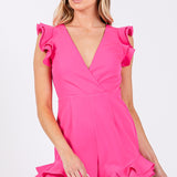 Here to Party V Neck Ruffle Romper| ONLINE ONLY