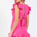 Here to Party V Neck Ruffle Romper| ONLINE ONLY