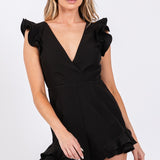 Here to Party V Neck Ruffle Romper| ONLINE ONLY