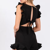 Here to Party V Neck Ruffle Romper| ONLINE ONLY