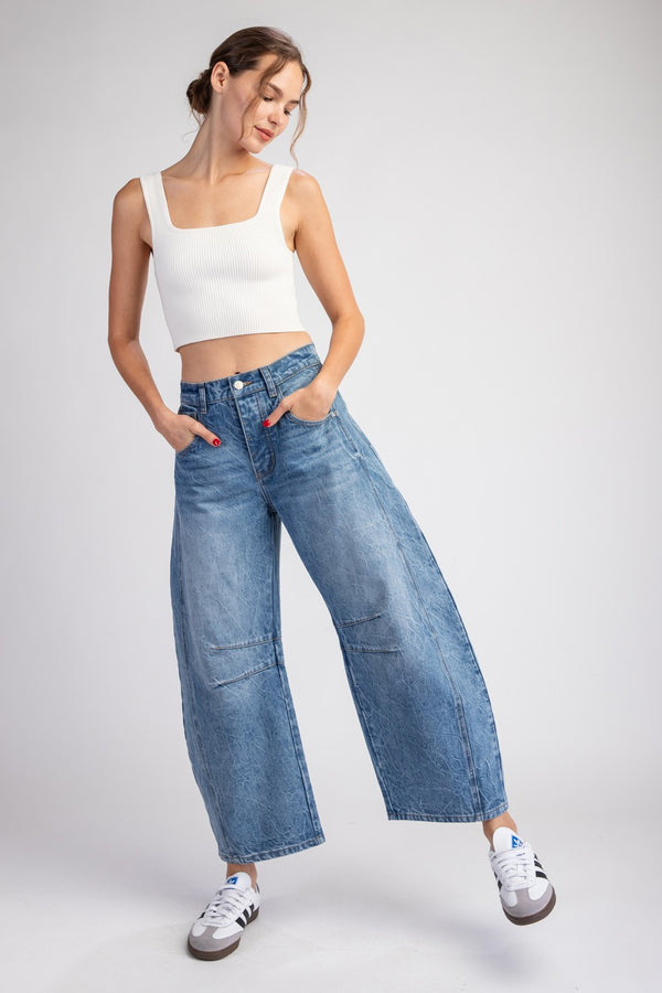 Mineral Wash Barrel Jeans