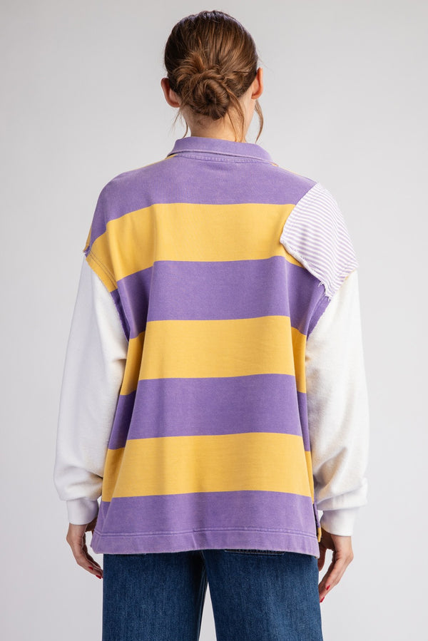 Purple and Yellow Striped Pullover