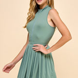 Zipper Front Mock Neckline Athletic Dress