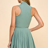 Zipper Front Mock Neckline Athletic Dress