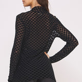 Checkered Mesh Top Black
