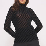 Checkered Mesh Top Black