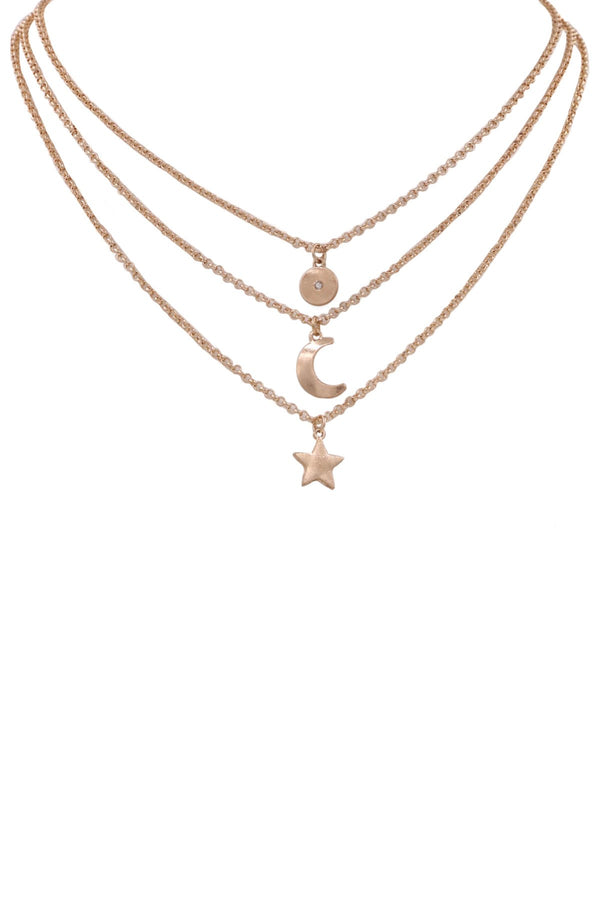 Layered Metal Star Necklace Set