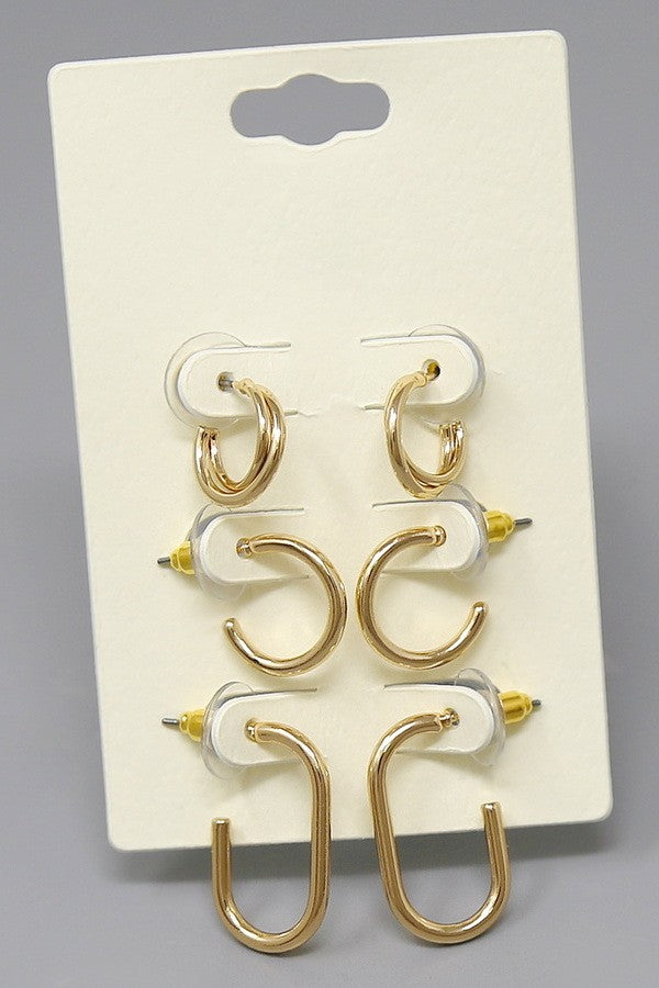 Metal Hoop Earring Set