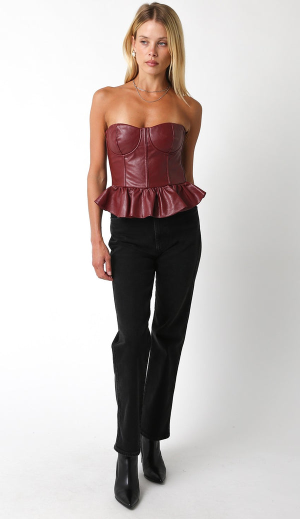 Celine Faux Leather Top