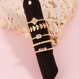Mixed Dainty Pearl Studded Band Rings Set