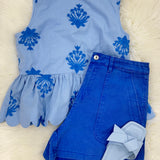 Powder Blue Petals Top
