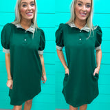 Solid Green Ribbon Dress