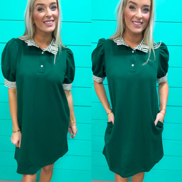 Solid Green Ribbon Dress