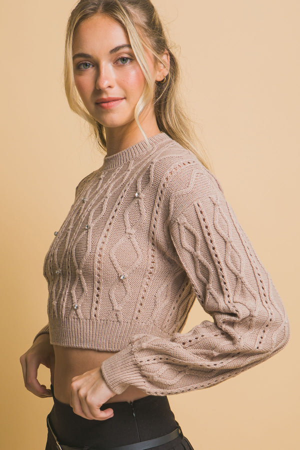 Knit Sweater with Diamond Stud Detail