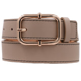 Metal Knob Bar Rectangle Buckle Faux Leather Belt
