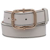 Metal Knob Bar Rectangle Buckle Faux Leather Belt