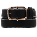 Metal Knob Bar Rectangle Buckle Faux Leather Belt