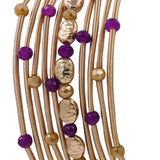 Metal Coil Multi Strand Bead Stretch Bracelet