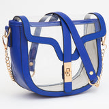 Clear Bag With Vegan Leather Trim Featuring Twist Lock Buckle Closure