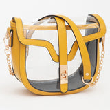 Clear Bag With Vegan Leather Trim Featuring Twist Lock Buckle Closure