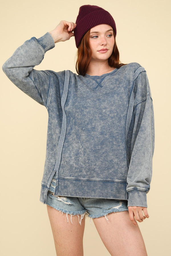 The Must Have Minearl Wash Hem Sweatshirt