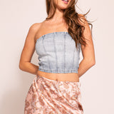 Denim Strapless Top - Light Wash