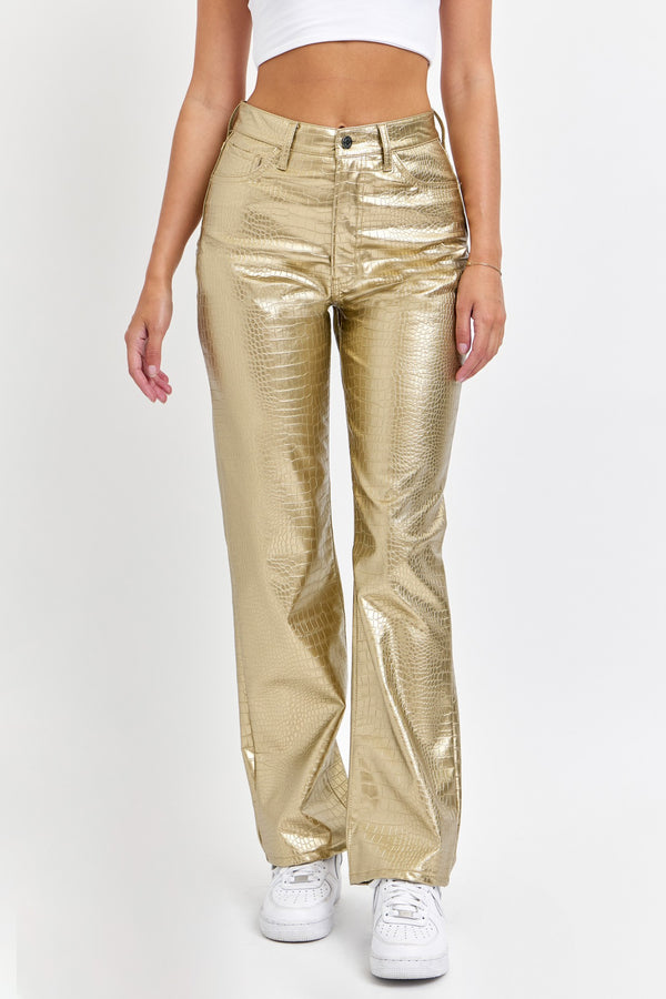 Gold Textured Pants | Cello