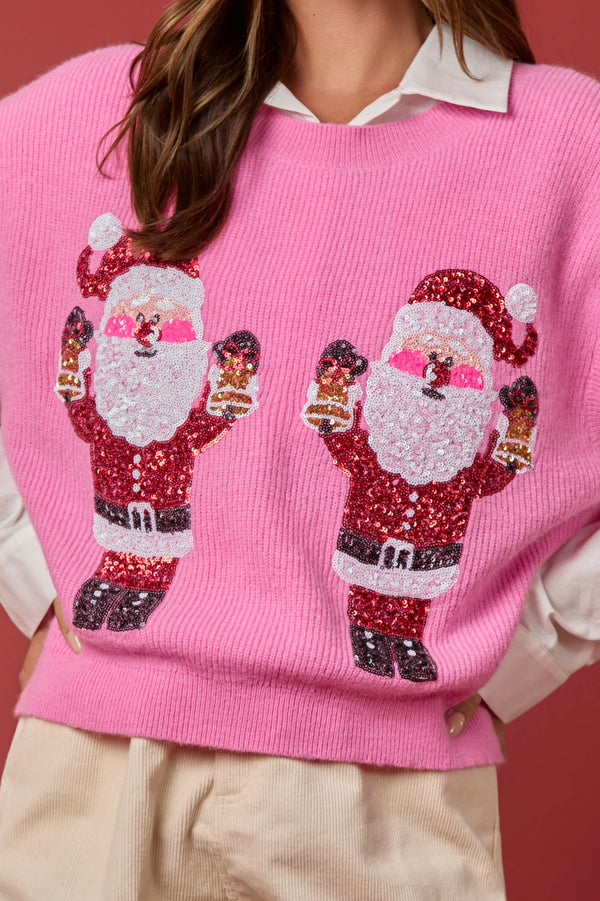 Pink Santa Christmas Sweater