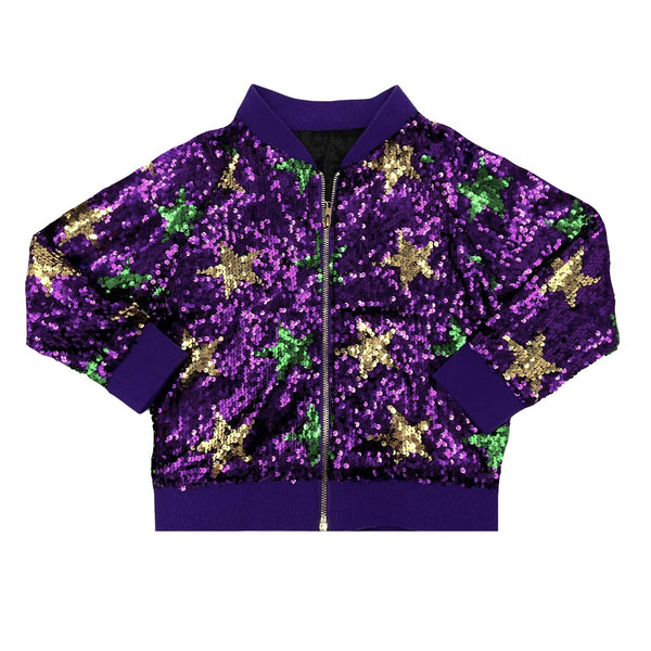 Mardi Gras Stars Sequin Bomber Jacket