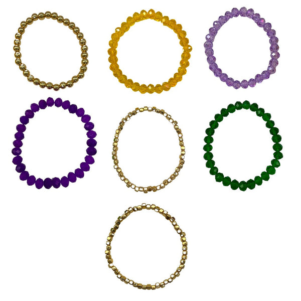 Mardi Gras Bracelet - 7 Piece Set