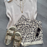 Leopard Denim Shorts