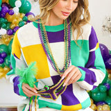 Mardi Gras Checkered Sweater