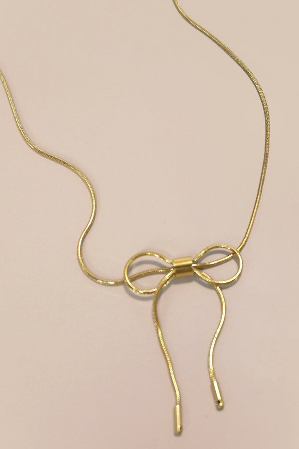 18K Stainless Steel Tarnish-Free Bow Necklace