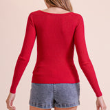 Long Sleeve Ribbed Square Neck Top