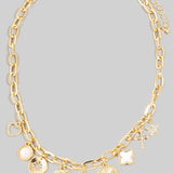 Multi Charms Chain Link Necklace