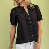 Better in Black Eyelet Top