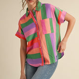Multicolor Stripes Button-up Top