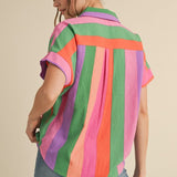 Multicolor Stripes Button-up Top