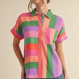 Multicolor Stripes Button-up Top