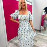 Blue and Bow Midi Dress