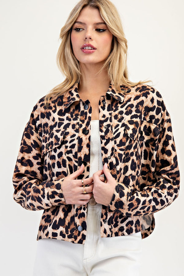 Leopard Button Up Top Jacket