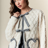 Heartfelt Quilted Heart Gingham Jacket