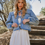 Love Without End Denim Ruffle Jacket