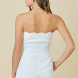 Strapless Scallop Romper