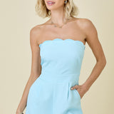 Strapless Scallop Romper